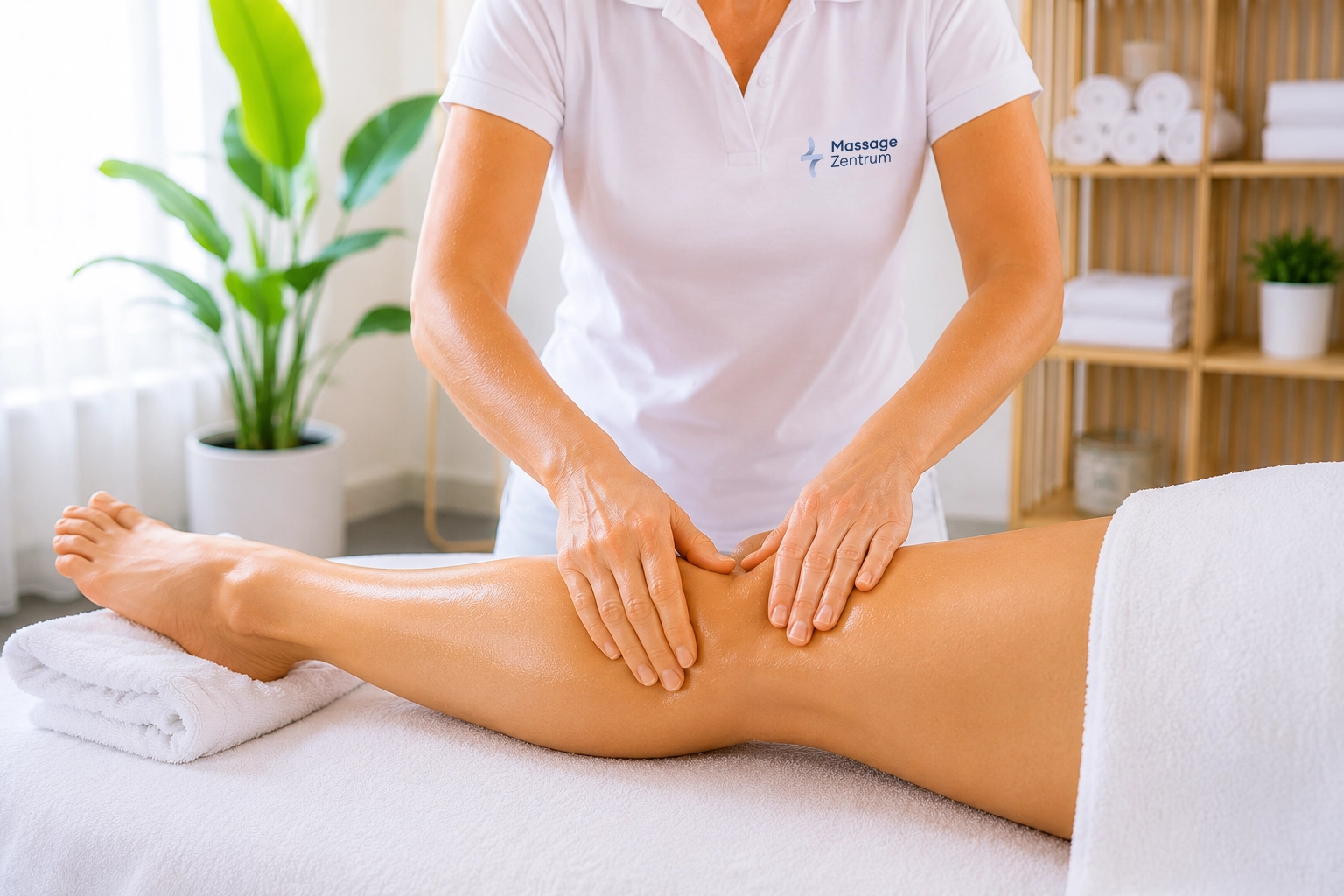 Lymphdrainage am Bein bei Schwellung – Massage Zentrum Neuenhof